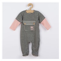 Baby cotton jumpsuit Koala BE BRAVE grey-pink, size 62 (3-6m)