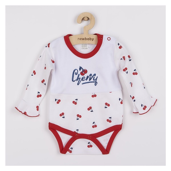 New Baby Cherry Long Sleeve Cotton Baby Bodysuit, size 62 (3-6m)