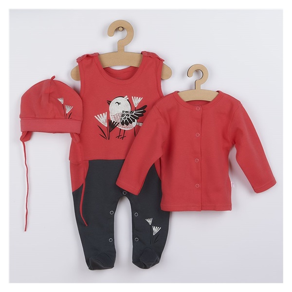3-Piece Cotton Baby Set Koala Birdy Dark Pink, size 56 (0-3m)