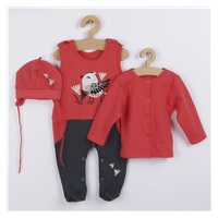 3-Piece Cotton Baby Set Koala Birdy Dark Pink, size 74 (6-9m)