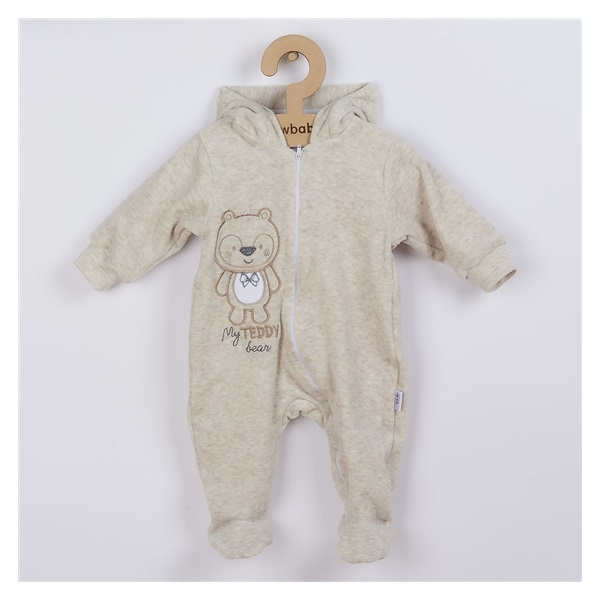 Baby Suede Jumpsuit with Hood New Baby Sweetheart Beige, size 56 (0-3m)