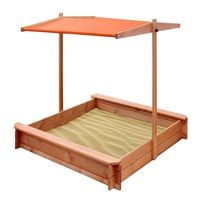 Children's wooden sandpit with canopy NEW BABY 120x120 cm orange