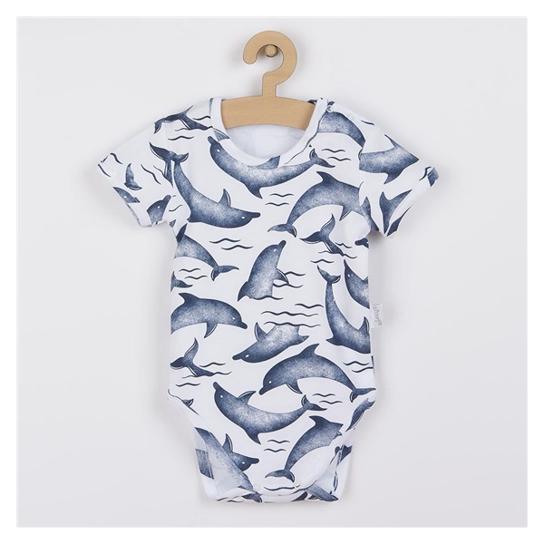 Kojenecké bavlněné body s krátkým rukávem Nicol Dolphin