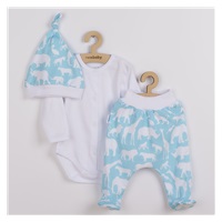 3-Piece Cotton Infant Set New Baby Kiddy White and Turquoise, size 62 (3-6m)