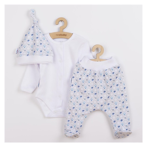 3-Piece Cotton Infant Set New Baby Kiddy White and Blue, size 62 (3-6m)