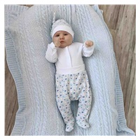 3-Piece Cotton Infant Set New Baby Kiddy White and Blue, size 62 (3-6m)