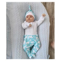 3-Piece Cotton Infant Set New Baby Kiddy White and Turquoise, size 68 (4-6m)