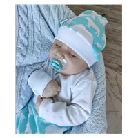 3-Piece Cotton Infant Set New Baby Kiddy White and Turquoise, size 68 (4-6m)