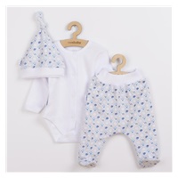 3-Piece Cotton Infant Set New Baby Kiddy White and Blue, size 68 (4-6m)