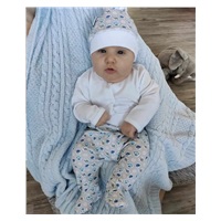 3-Piece Cotton Infant Set New Baby Kiddy White and Blue, size 68 (4-6m)