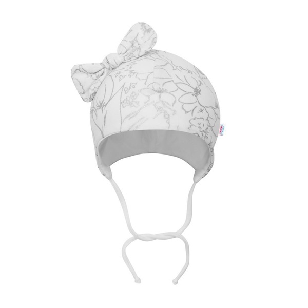 New Baby NUNU white cotton baby hat with bow, size 86 (12-18m)