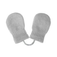 Baby winter gloves New Baby with cord light grey, size 56 (0-3m)