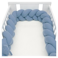 Protective crib mattress cover in muslin New Baby blue