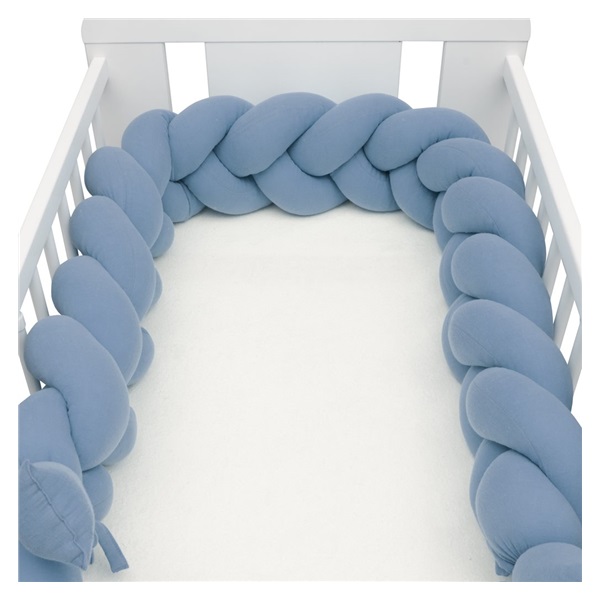 Protective crib mattress cover in muslin New Baby blue