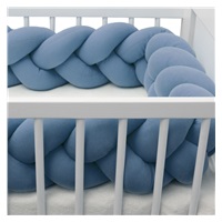 Protective crib mattress cover in muslin New Baby blue