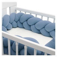 Protective crib mattress cover in muslin New Baby blue