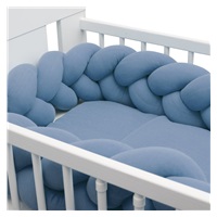 Protective crib mattress cover in muslin New Baby blue