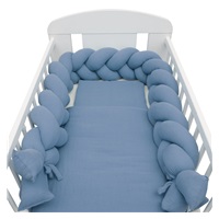Protective crib mattress cover in muslin New Baby blue