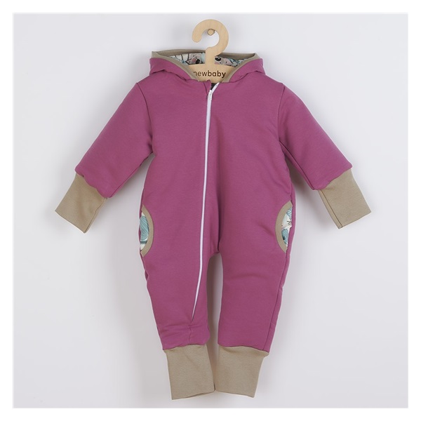 New Baby Spring purple-pink overalls with hood, size 74 (6-9m)