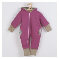 New Baby Spring purple-pink overalls with hood, size 86 (12-18m)