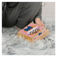 Foldable educational wooden blocks in a box Akuku ZOO 9 pcs