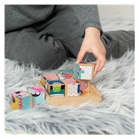 Foldable educational wooden blocks in a box Akuku ZOO 9 pcs