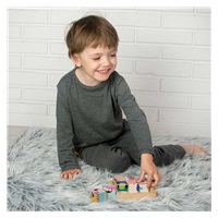 Foldable educational wooden blocks in a box Akuku ZOO 9 pcs