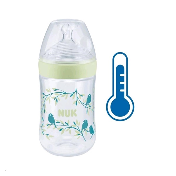 NUK Nature Sense baby bottle with temperature control 260 ml green