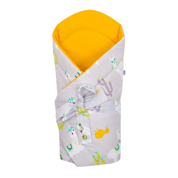 Wrap with coconut reinforcement and bow New Baby llama grey and mustard