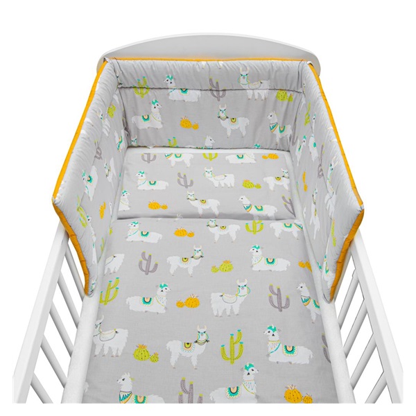 3-part bedding New Baby 90/120 cm llama grey and mustard