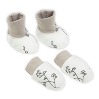 Nicol Ella white cotton baby set with caps and gloves, size Univerzální