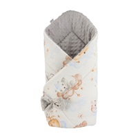 Reversible Minky wrap New Baby 75x75 cm sleeping animals grey