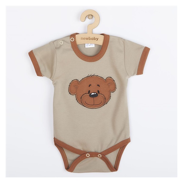 New Baby BrumBrum Latte Brown Short Sleeve Cotton Baby Bodysuit, size 56 (0-3m)