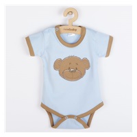 New Baby BrumBrum Blue Brown Short Sleeve Cotton Baby Bodysuit, size 56 (0-3m)