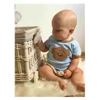 New Baby BrumBrum Blue Brown Short Sleeve Cotton Baby Bodysuit, size 56 (0-3m)