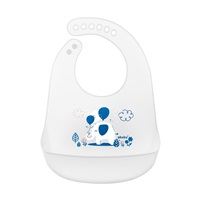Adjustable silicone baby bib with pocket Akuku elephant white