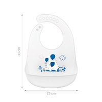 Adjustable silicone baby bib with pocket Akuku elephant white