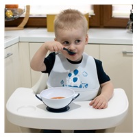 Adjustable silicone baby bib with pocket Akuku elephant white