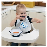 Adjustable silicone baby bib with pocket Akuku elephant white