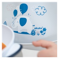 Adjustable silicone baby bib with pocket Akuku elephant white
