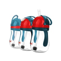 Magic bottle with straw and weights Akuku 280 ml red