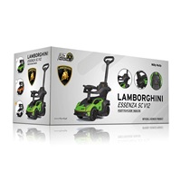 Odrážedlo se zvukem a vodící tyčí Milly Mally LAMBORGHINI ESSENZA SC V12 zelené