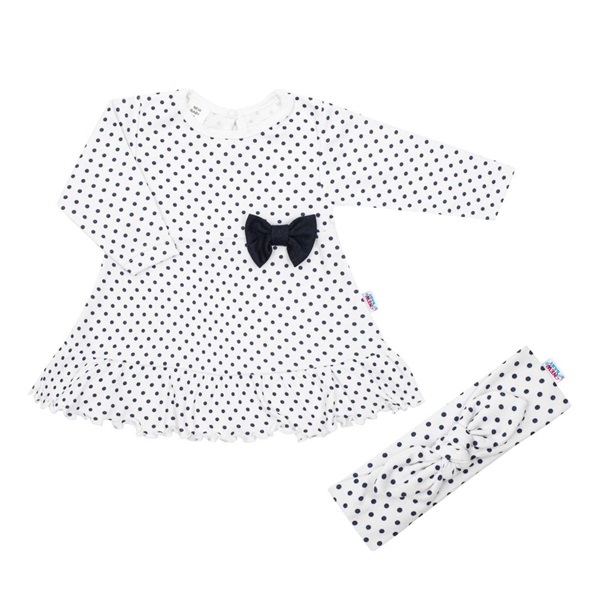Baby cotton dress with headband New Baby Teresa, size 56 (0-3m)