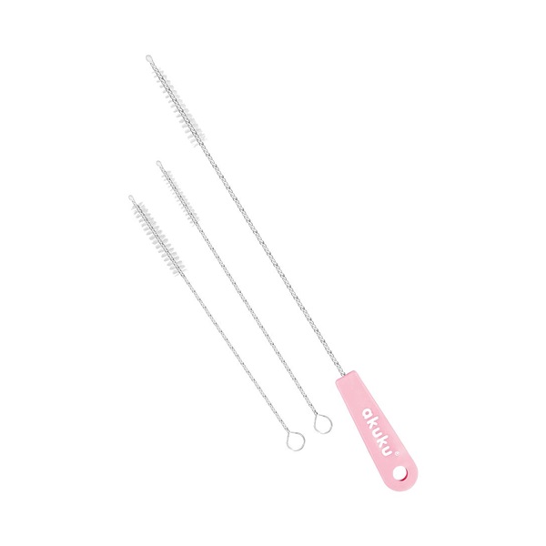 Straw brushes Akuku 3 pcs pink