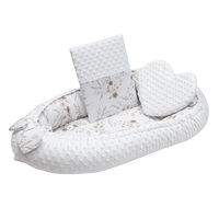 Luxury nest with pillow and blanket New Baby from Minky Flowers white