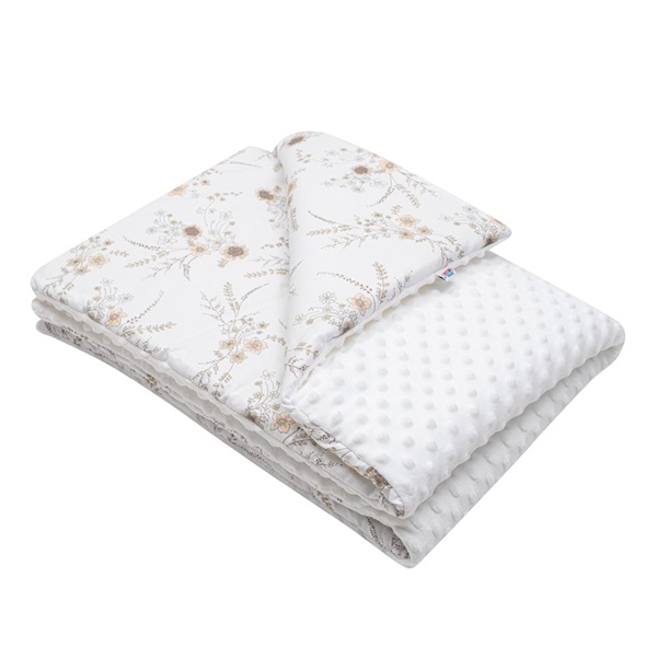 Baby blanket with filling New Baby Flowers white 80x102 cm