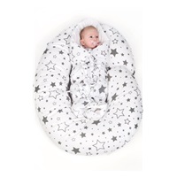 Univerzální kojící polštář ve tvaru C New Baby Květy bílý