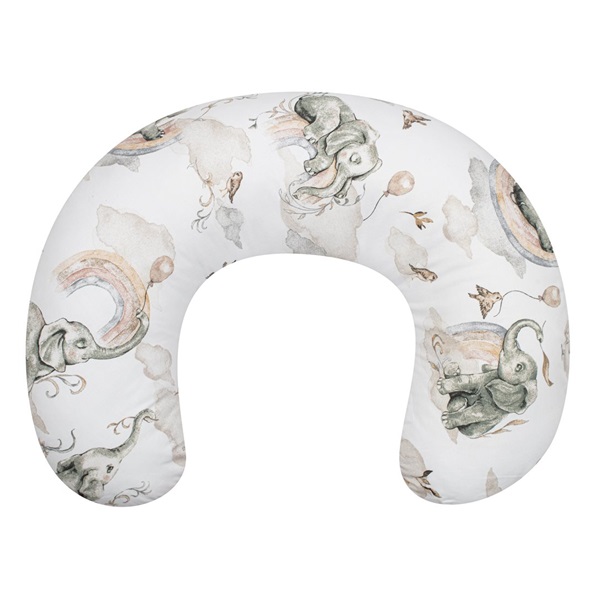 Nursing Pillow New Baby Elephants white-grey