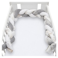 Protective crib mattress cover New Baby Minka and Elephants white-grey