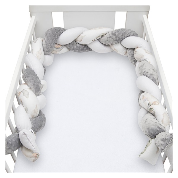 Protective crib mattress cover New Baby Minka and Elephants white-grey